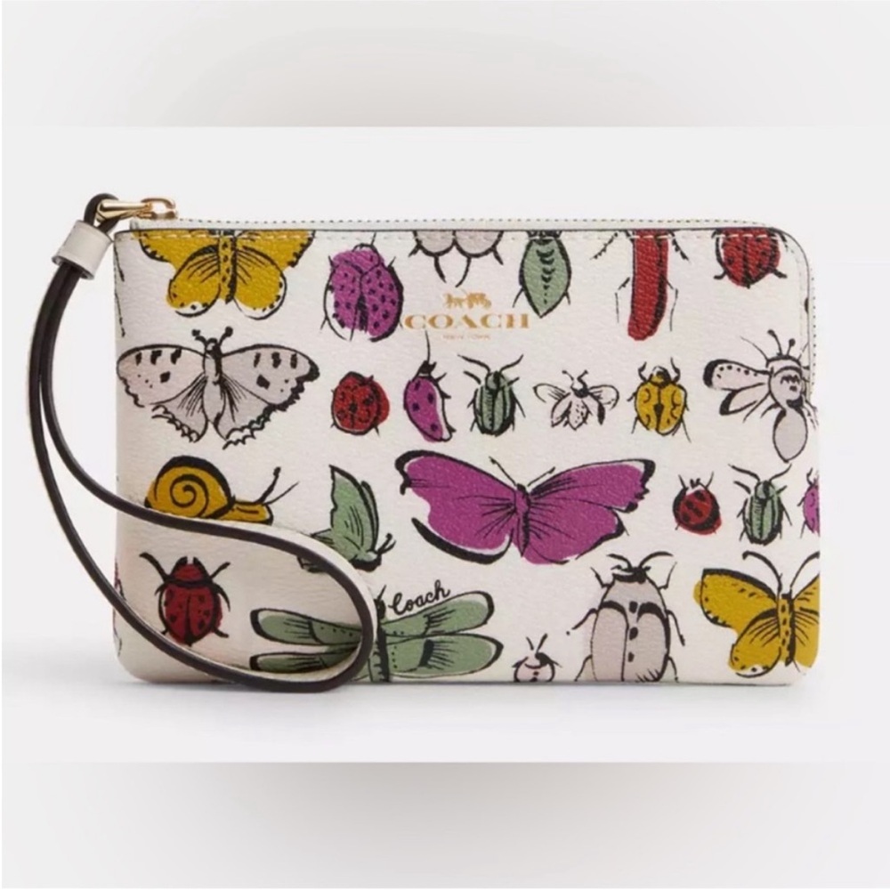 Coach Butterfly and Insect Print Wristlet RARE - Picture 9 of 9